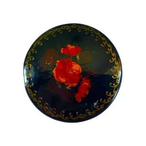 Vintage Painted Wooden Brooch